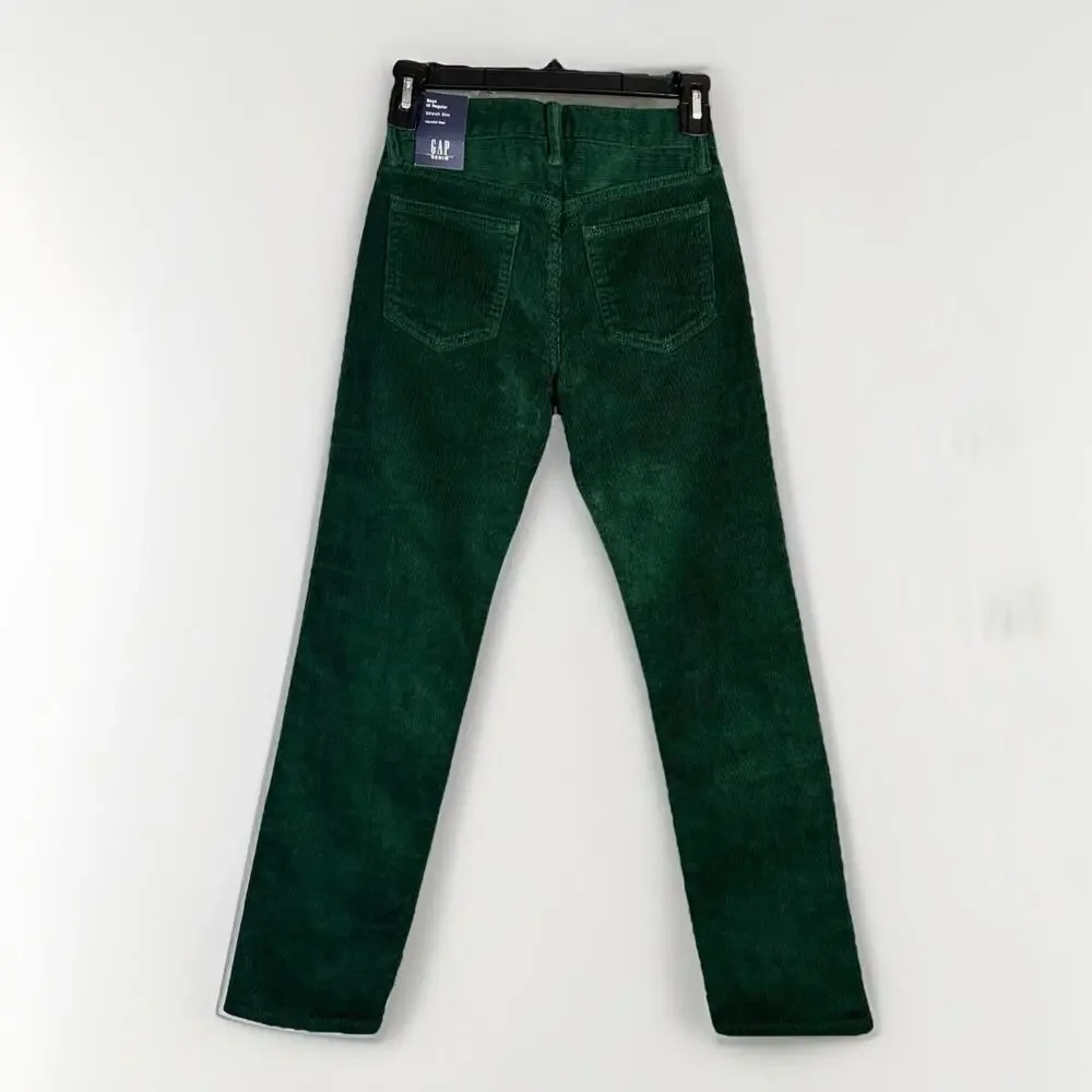 NWT GAP Kids Boys 10 Reg Stretch Corduroy Pants Green Soft Washwell Straight Leg